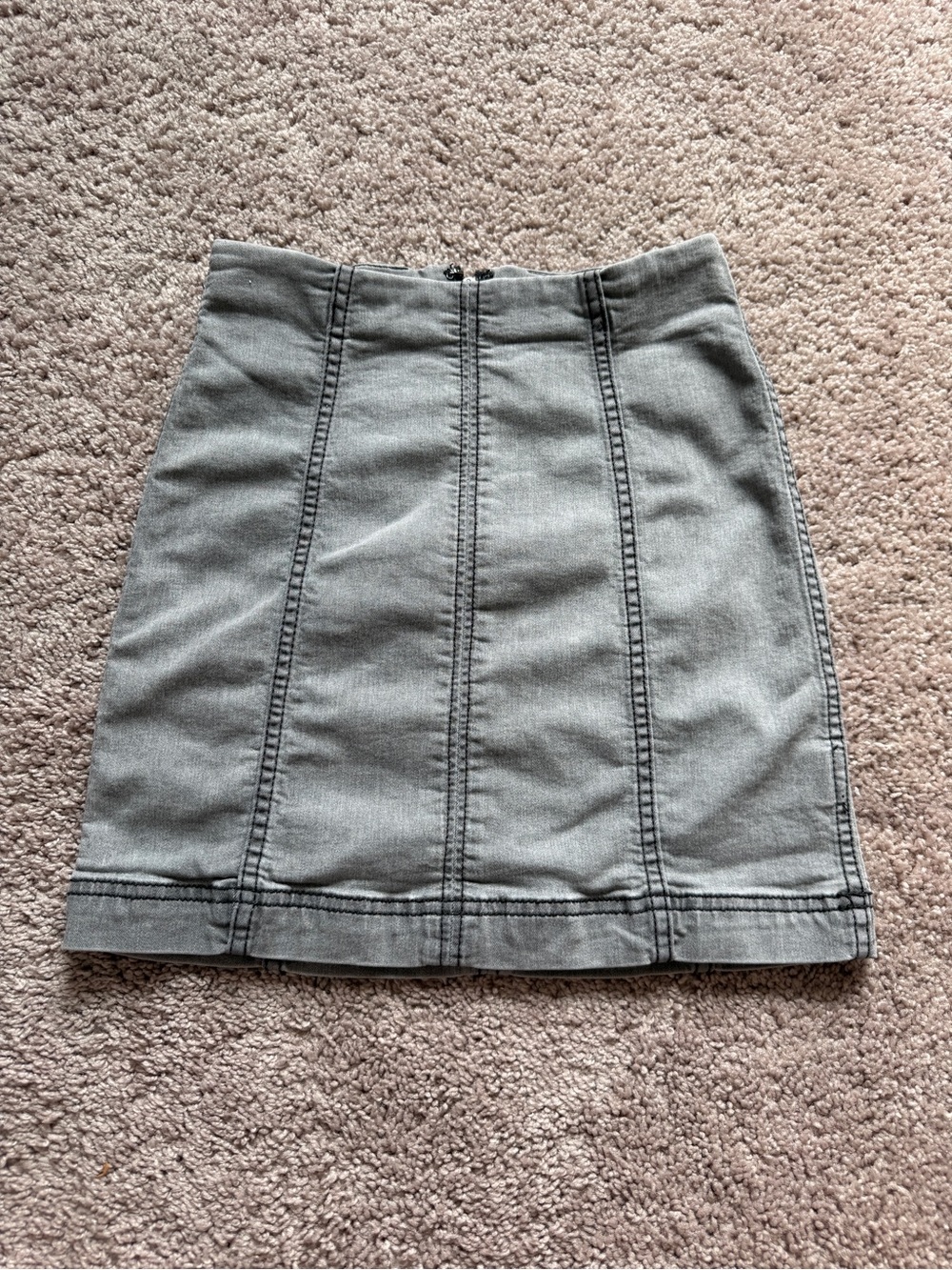 Women's Free People "Modern Femme" Grey Panel Seam Mini Skirt back zipper